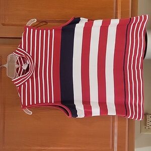 Cherokee Red White and Blue Stripes Sleeveless Knit Top Size XL